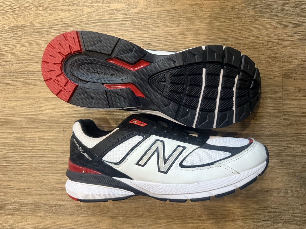 Size 10.5 New Balance 990v5 Made in USA Low White/Navy/red